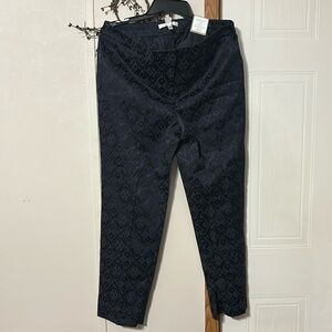 Chicos ultimate fit flatters size 2 slim slacks black with zip leg jacquard